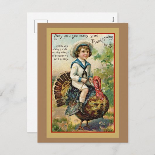 Vintager Erntedank Feiertagspostkarte (Vorne/Hinten)