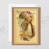 Vintager Erntedank Feiertagspostkarte (Vorne/Hinten)