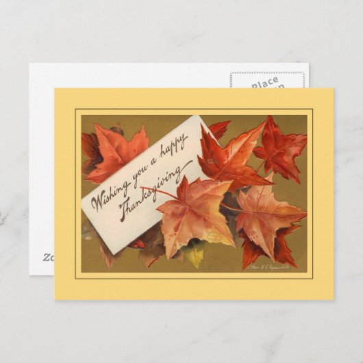 Vintager Erntedank Feiertagspostkarte (Vorne/Hinten)