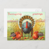 Vintager Erntedank Feiertagspostkarte (Vorne/Hinten)