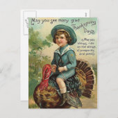 Vintager Erntedank Feiertagspostkarte (Vorne/Hinten)