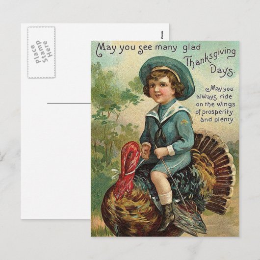 Vintager Erntedank Feiertagspostkarte (Vorne/Hinten)