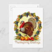 Vintager Erntedank Feiertagspostkarte (Vorne/Hinten)