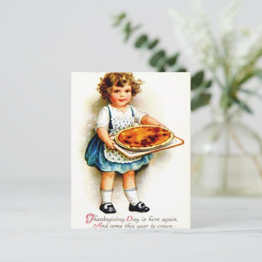 Vintager Erntedank Feiertagspostkarte (Stehend Vorderseite)