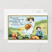 Vintager Erntedank Feiertagspostkarte (Vorne/Hinten)