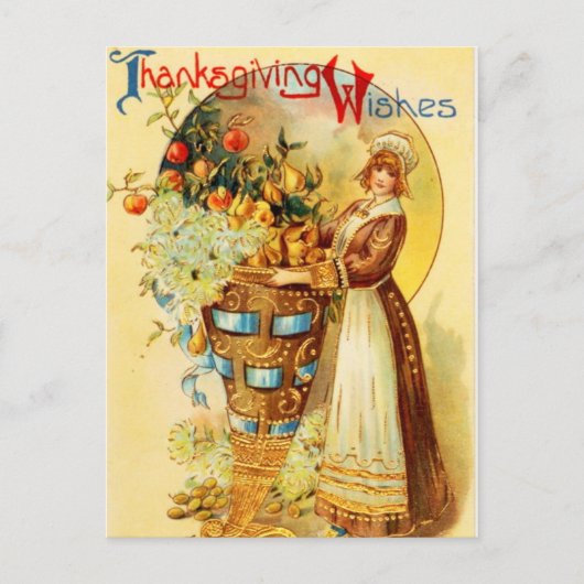 Vintager Erntedank Feiertagspostkarte (Vorderseite)