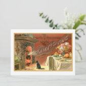 Vintager Erntedank Fest und Hearth Feiertagskarte (Stehend Vorderseite)