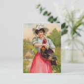 Vintager Erntedank Frauen und Türkei Postkarte (Stehend Vorderseite)
