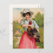 Vintager Erntedank Frauen und Türkei Postkarte (Vorne/Hinten)
