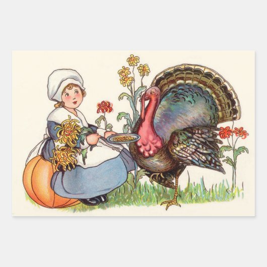 Vintager Erntedank Geschenkpapier Set (Vorderseite 2)