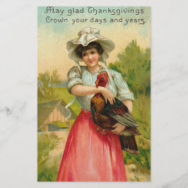 Vintager Erntedank Girl Gruß