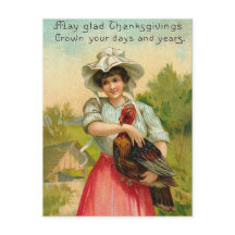 Vintager Erntedank Girl Gruß