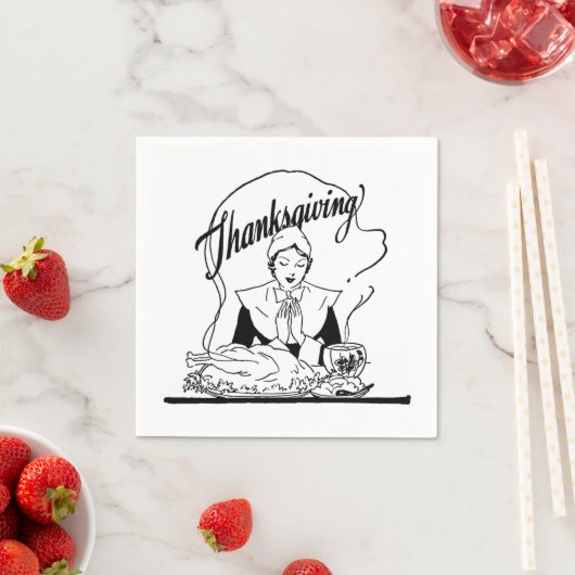 Vintager Erntedank Grace White Serviette (Beispiel)