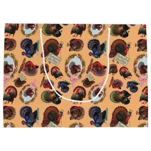 Vintager Erntedank Große Geschenktüte (Rückseite)