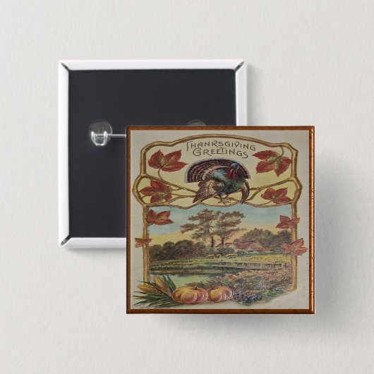 Vintager Erntedank Gruß Button (Vorne & Hinten)