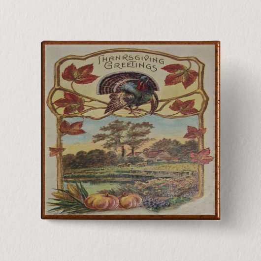 Vintager Erntedank Gruß Button (Vorderseite)