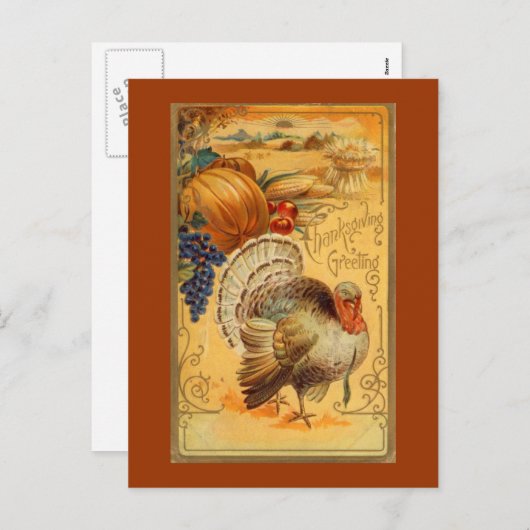 Vintager Erntedank Gruß Feiertagspostkarte (Vorne/Hinten)