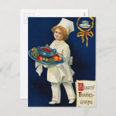 Vintager Erntedank Gruß Feiertagspostkarte (Vorne/Hinten)