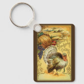 Vintager Erntedank Gruß mit der Türkei Schlüsselanhänger (Vorderseite)