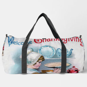 Vintager Erntedank Gruß mit Pilgrim Girl Ba Duffle Bag