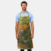 Vintager Erntedank Gruß Truthahn und Kürbis Schürze (Getragen)