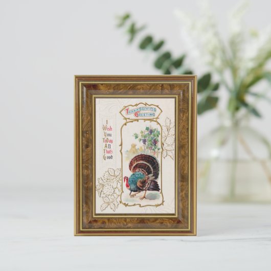 Vintager Erntedank Gruß & Türkei Postkarte (Stehend Vorderseite)