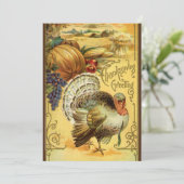 Vintager Erntedank - Grüße mit der Türkei Einladung (Stehend Vorderseite)