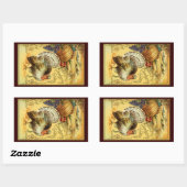 Vintager Erntedank - Grüße mit der Türkei Rechteckiger Aufkleber (Blatt)