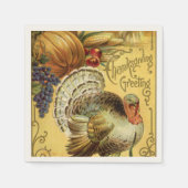 Vintager Erntedank - Grüße mit der Türkei Serviette (Vorderseite)