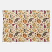 Vintager Erntedank Harvest Muster | Rustikaler Fal Geschirrtuch (Horizontal)