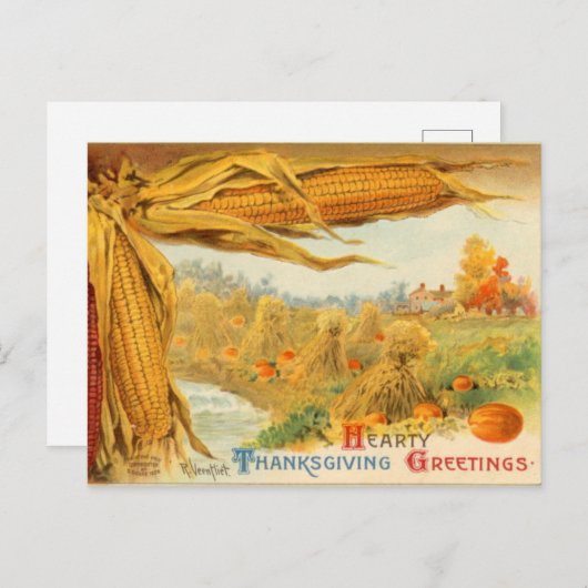 Vintager Erntedank Holiday Szene Postkarte (Vorne/Hinten)