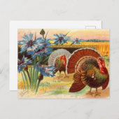 Vintager Erntedank Holiday Truthahn Postkarte (Vorne/Hinten)
