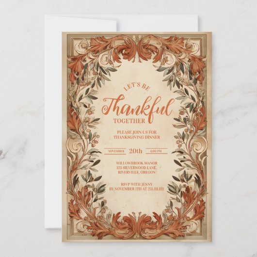 Vintager Erntedank im Herbst Einladung (Vorderseite)