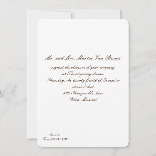 Vintager Erntedank Informelle Einladung (Rückseite)