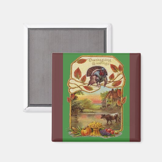 Vintager Erntedank Magnet (Vorderseite/Rückseite)