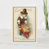Vintager Erntedank Pilgrim Boy Custom Feiertagskarte (Vorderseite)