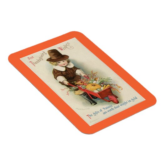 Vintager Erntedank Pilgrim Magnet (Rechte Seite)
