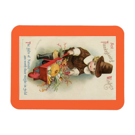 Vintager Erntedank Pilgrim Magnet (Horizontal)