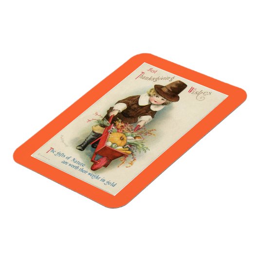 Vintager Erntedank Pilgrim Magnet (Linke Seite)