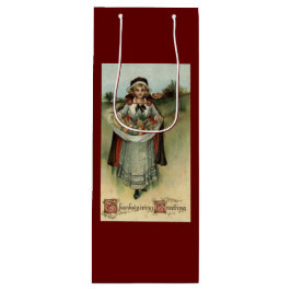 Vintager Erntedank Pilgrim Woman Gift Bag Geschenktüte Für Weinflaschen