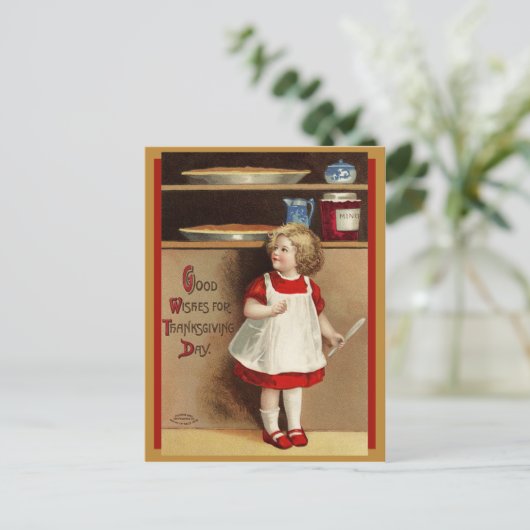 Vintager Erntedank Postkarte (Stehend Vorderseite)