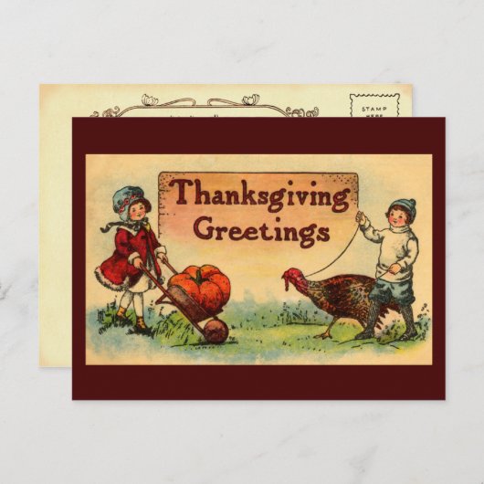 Vintager Erntedank Postkarte (Vorne/Hinten)