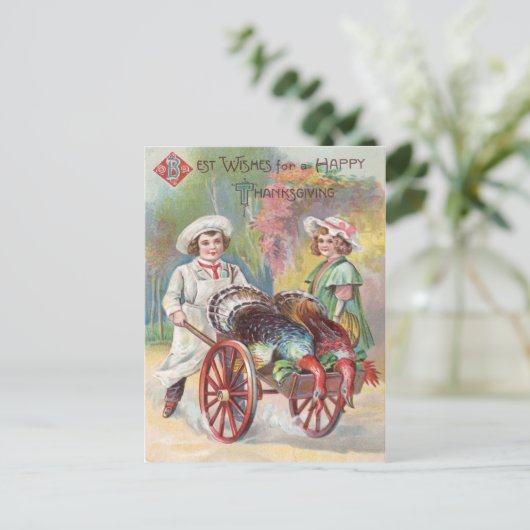 Vintager Erntedank Postkarte (Stehend Vorderseite)