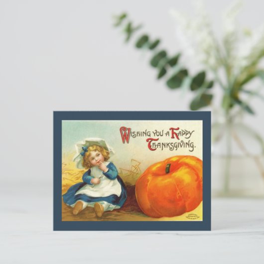 Vintager Erntedank Postkarte (Stehend Vorderseite)