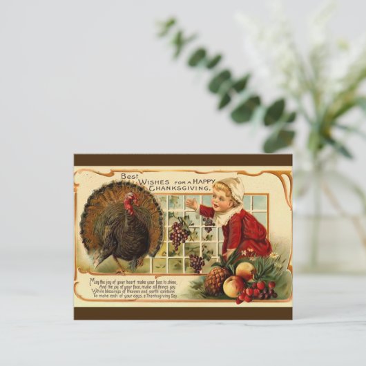 Vintager Erntedank Postkarte (Stehend Vorderseite)