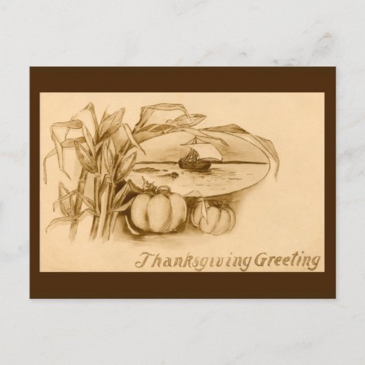 Vintager Erntedank Postkarte (Vorderseite)