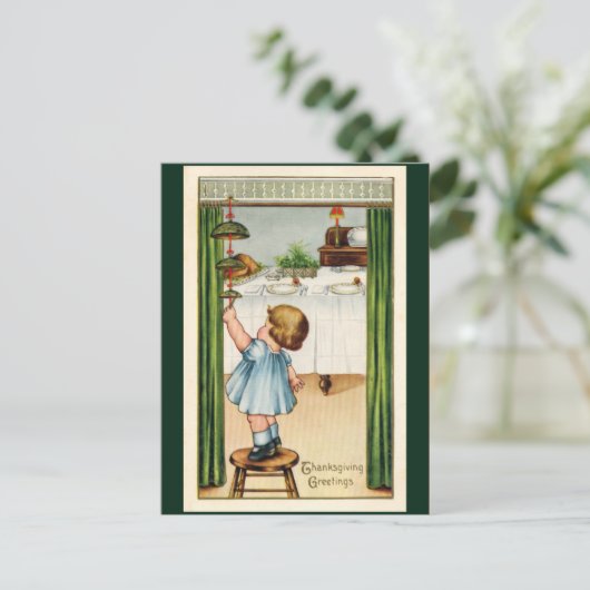 Vintager Erntedank Postkarte (Stehend Vorderseite)