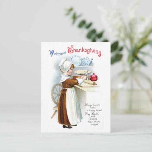 Vintager Erntedank Postkarte (Stehend Vorderseite)