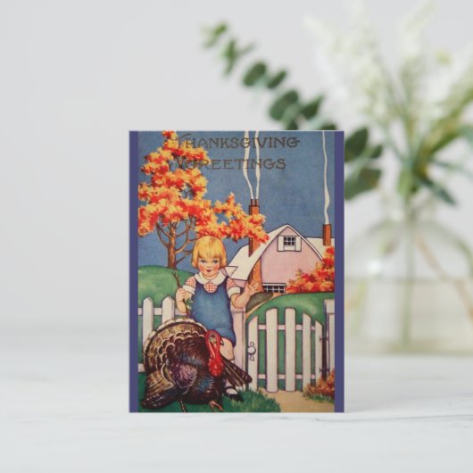 Vintager Erntedank Postkarte (Stehend Vorderseite)