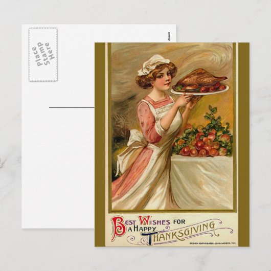 Vintager Erntedank Postkarte (Vorne/Hinten)